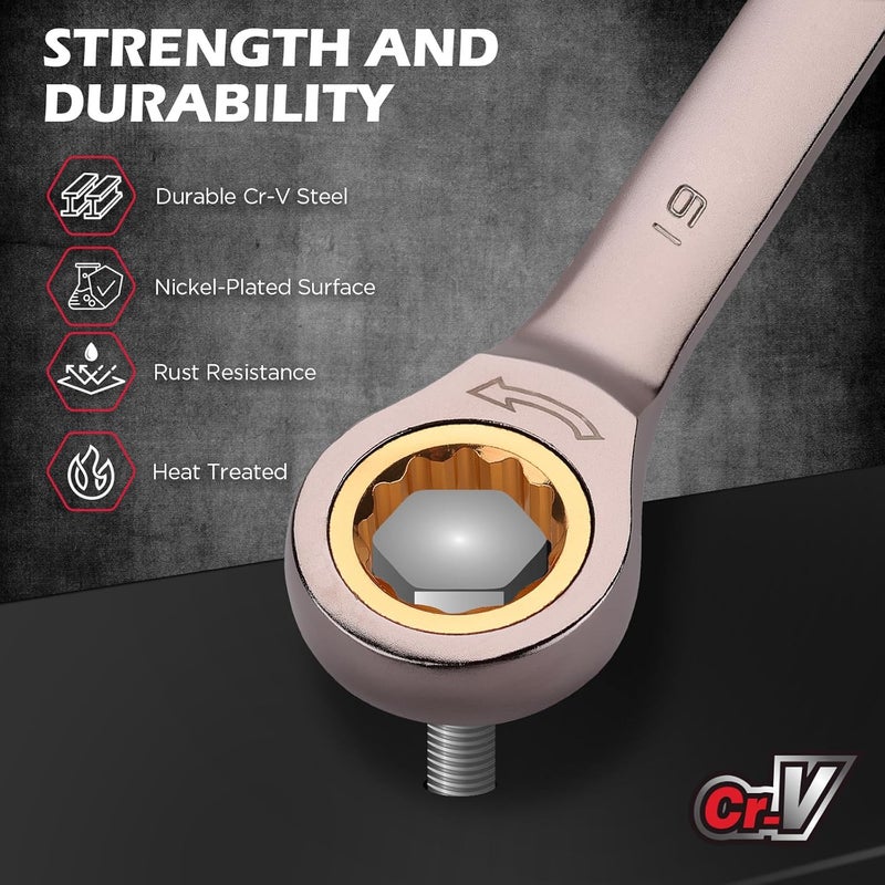SEDY Premium 24-Piece Ratchet Wrenches Set with Magnetic Organizer, SAE 1/4"-7/8" & Metric 8mm-19mm, Cr-V Steel Ratcheting Wrench Set, Ratchet Combination Wrench Set for Automotive, Machine Repair - Image 4